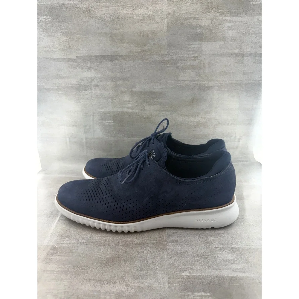 Cole Haan Zerogrand Wingtip Oxford Men Sz 12M Navy Blue Nubuck Shoes C23806
